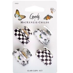 MacKenzie-Childs Checkered Claw Clips - Black and White Set of 4